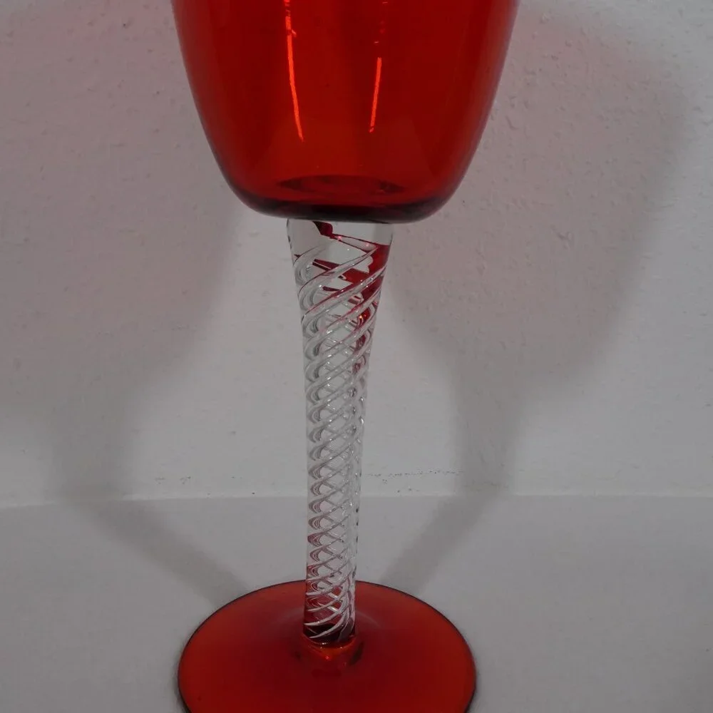 Blenko Vintage Air Twist Red Goblet Vase #489 Large 13
